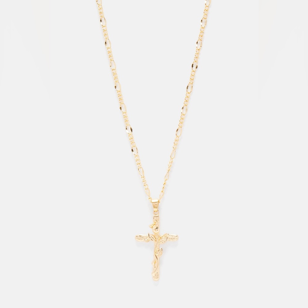 Fashion Nova Gold Cross Pendant Necklace – Healing Wounds Crystal Detail Chain - Picture 3 of 3